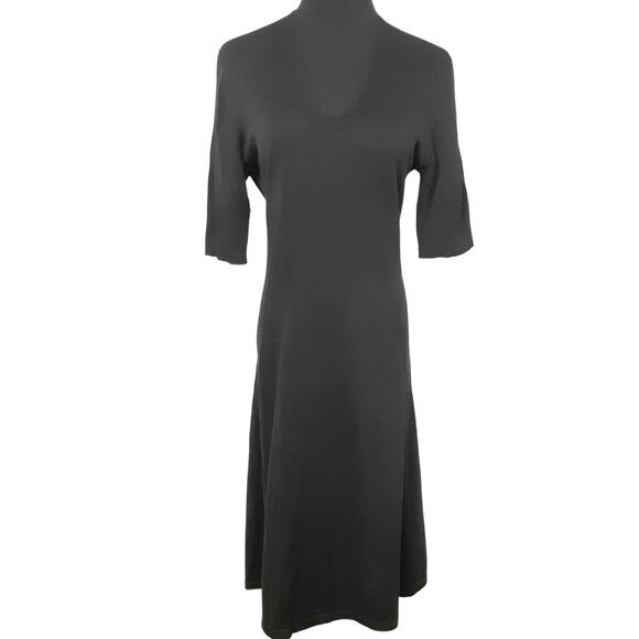 Peruvian Connection Pima Cotton Black Stretch Knit Sweater Midi Dress Womens M - Picture 4 of 14